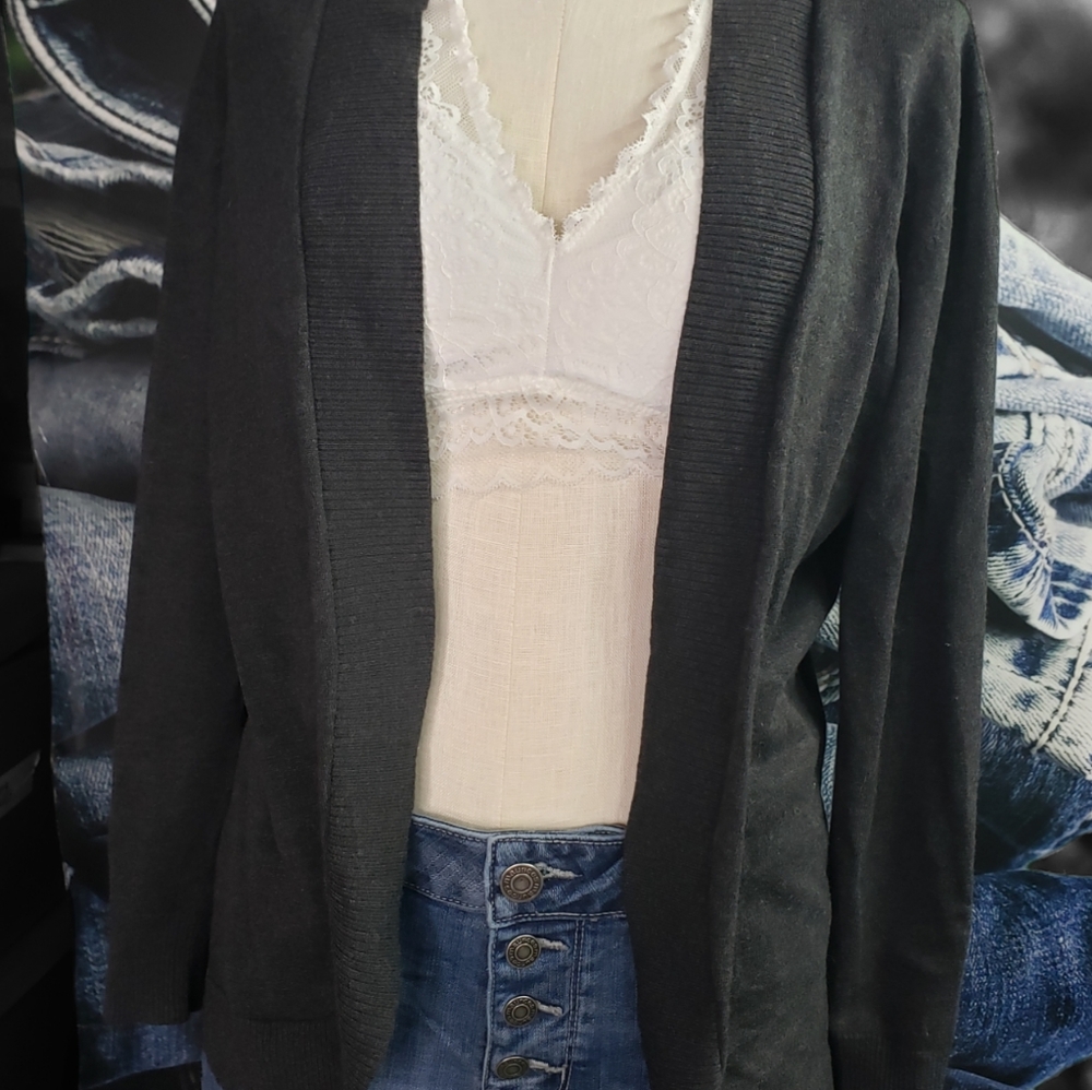 Grey round hem cardigan